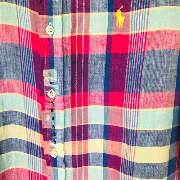 Ralph Lauren 100% Linen Shirt Plaid Men’s P/S - Picture 3 of 7